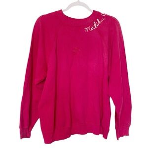 I Stole My Boyfriend's Shirt Distressed Sweatshirt MALIBU Embroidery Pink Sz XL